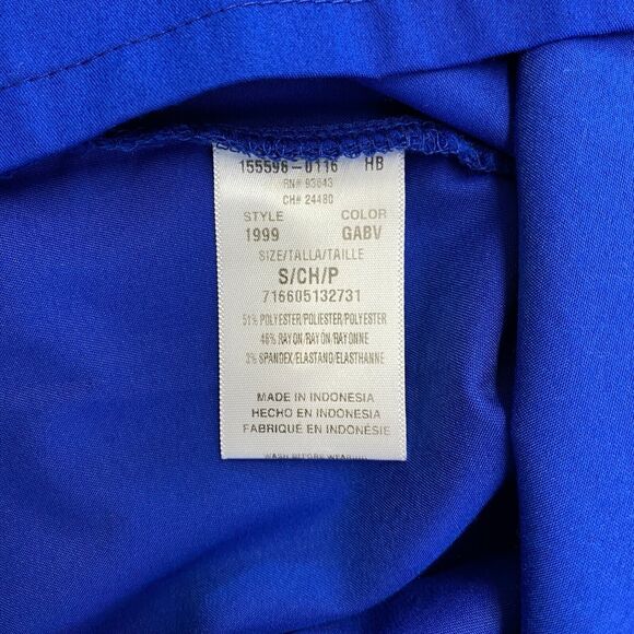 Cherokee Lux Scrub Top Womens Small Blue Nursing Vet Medical Uniform Fitted - Picture 11 of 12